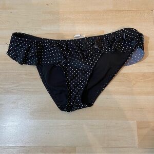 Roxy women’s black & white polka dot  ruffled bikini bottoms‎ in size medium